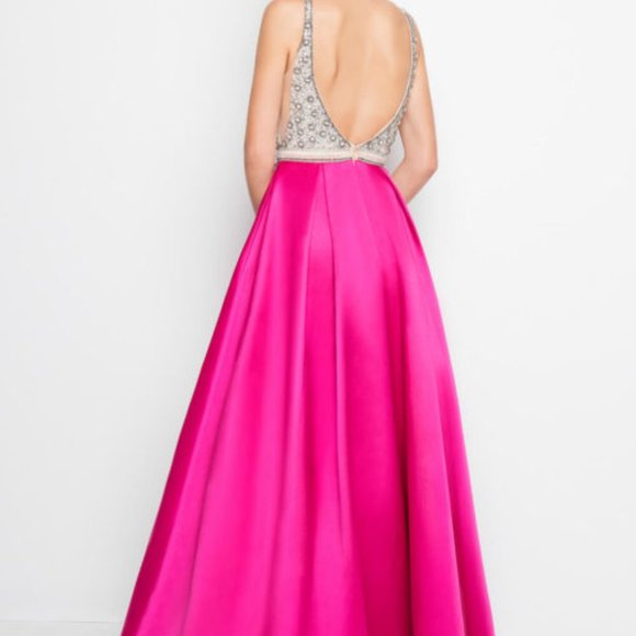 Terani Couture Beaded Satin A-line Gown - Picture 2 of 5